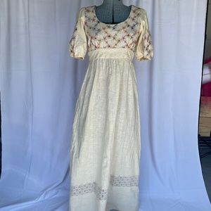 1960's / 1970's Young and Innocent Rare Vintage Embroidery Maxi Dress